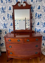 Exceptional Antique Federal Mahogany Chest Dresser With Adjustable Mirror