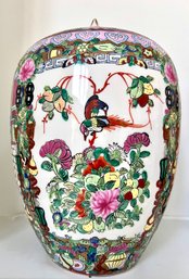 Stunning Chinese Chinoiserie Famille Rose Large Porcelain Ginger Jar