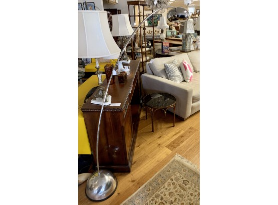 Large And Adjustable Mid Century Modern Sculptural 'Arc'Chrome  Floor Lamp Circa 1970's Swivels 360 Degrees