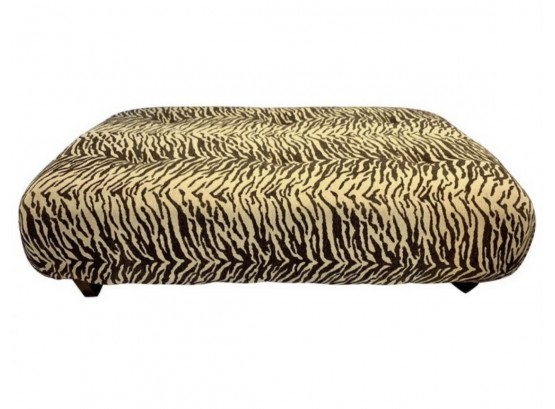 Designer Oversized Lillian August XL Ottoman Tufted With New Zebra Print Upholstery 52 Inches Wide!
