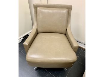 Barbara Barry For Hickory Chair Mid Century Style Leather Swivel Chair
