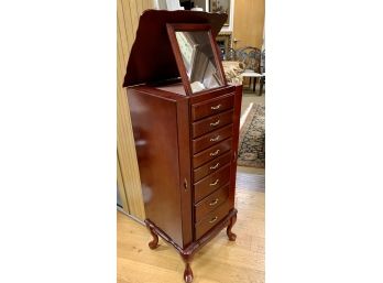 Old English Cherrywood Jewelry  Cabinet Armoire