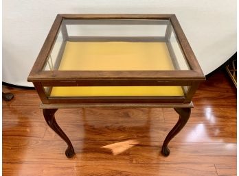 Vintage Mahogany And Glass Display Case Top Opens Up