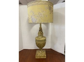 Ethan Allen  Urn Based Lamp With Silk Floral Shade
