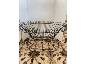 Large Antique Black Wicker Iron Basket