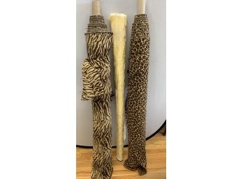 Three Bolts Of Designer Fabric For Furniture Including Scalamandre And Leopard And Zebra Prints
