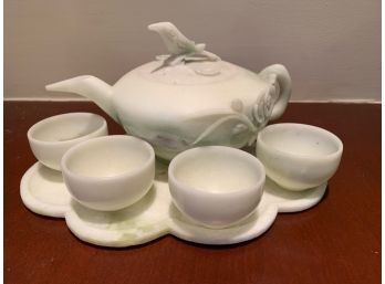 EXQUISITE 5 PC CHINESE CARVED JADE TEA SET THE PERFECT GIFT