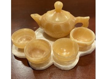 VINTAGE CARVED JADE CHINESE TEA SET THE PERFECT GIFT!