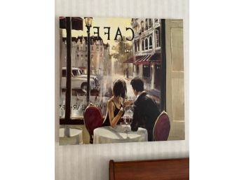 PARISIAN CAFE PARIS LOVERS PRINT ON CANVAS 32' X 32'