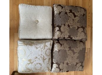 FOUR COORDINATING DECORATIVE SOLID & FLORAL PILLOWS