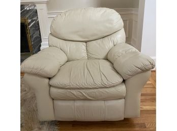 BERKLINE COMFORT SUPREME WHITE IVORY LEATHER ROCKER RECLINER - Delivery Available