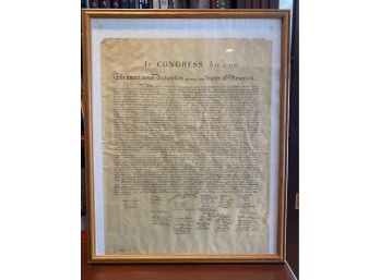 HIGHLY COLLECTIBLE RARE FRAMED REPLICA OF THE DECLARATION OF INDEPENDENCE