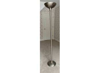 TALL MID-CENTURY STYLE CONTEMPORARY BRUSHED METAL FLOOR LAMP
