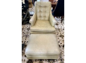 VINTAGE CLYDE PEARSON MID CENTURY LEATHER CHAIR WITH MATCHING OTTOMAN - Delivery Available