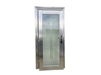 ART DECO STYLE POLISHED STEEL CHROME & LAMINATED GLASS DOOR - Delivery Available