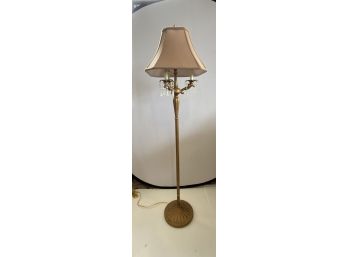 GOLD AND CRYSTAL THREE-ARM FLOOR LAMP WITH SHADE