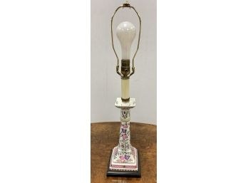 VINTAGE HAND PAINTED FLORAL PORCELAIN TABLE LAMP