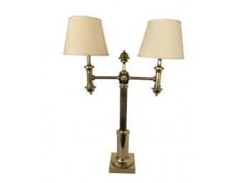 TALL HOLLYWOOD REGENCY BRASS TWO ARM TABLE LAMP