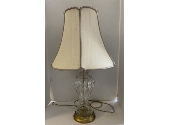 STUNNING VINTAGE LUXURIOUS HOLLYWOOD REGENCY STYLE CRYSTAL GLASS LAMP WITH TULIP SHADE