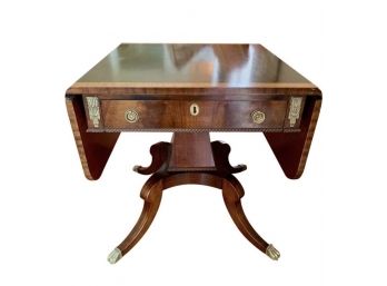 EXCEPTIONAL MAHOGANY BANDED INLAY DROP LEAF TABLE EXPANDABLE - Delivery Available