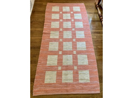 Red Checkerboard Rag Rug 41' By 84' Long