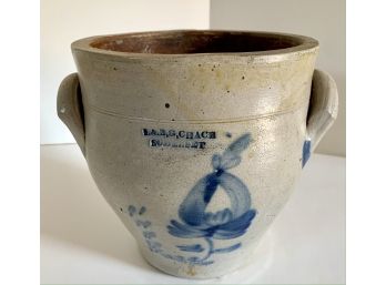 L&B, G Chase Somerset Blue Stoneware Pot/Planter W/ Handles