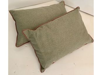 Pair Of Sage Green Rectangular Pillows