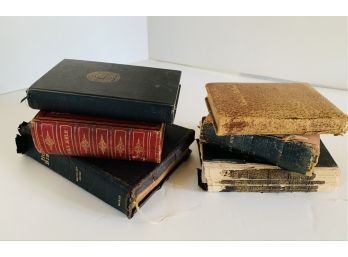 Antique Lot Of Six Old Books Including Bible Assorted Sizes
