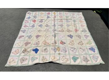 Large Antique Butterfly Quilt 70' By 67'