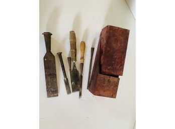 Sought After Lot Of Antique Woodworking Tools In Case