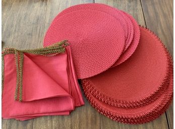 Lot Of Red Placemats, Napkins