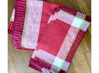Matching Set Of Burgundy Napkins And Tablecloth