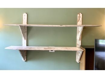 White Antiqued Distressed Wall  Shelves Shelving