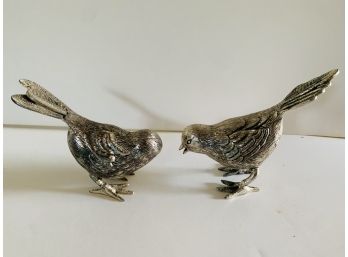 Two Silver Bird Figurines