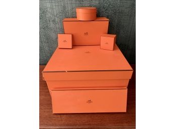Lot Of Six Authentic Hermes Paris Gift Boxes