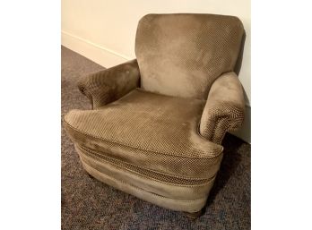 Brown Chenille Nailhead Upholstered Club Chair