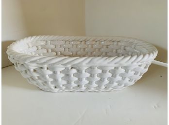 Stellar White Vintage Porcelain Basketweave Bread Basket Bowl