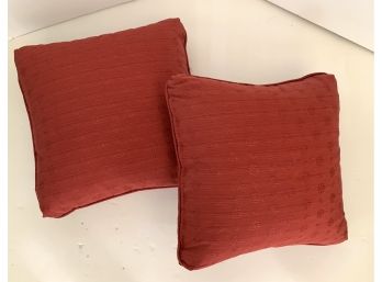 Pair Of Coral Colored Throw Pillows