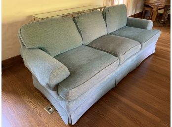 Custom Seafoam Green Chenille Upholstered Sofa