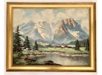Antique Landscape Oil On Canvas