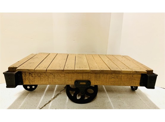Heavy Industrial Rustic Rolling Coffee Table