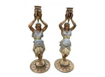 Roman Figural Metal Candleholders Sculptures Figures
