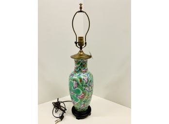 Elegant Asian Green Porcelain Vase Turned Into Lamp