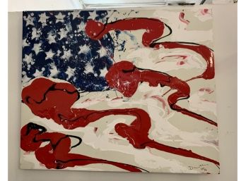 Original Signed Painting Acrylic On Board USA Patriotic Theme Great Fathers Day Gift