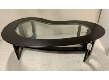 Mid Century Modern Kidney Shaped Black Lacquer Coffee Table