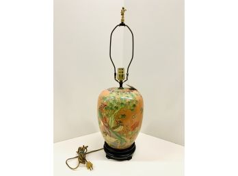 Elegant Chinese Orange Porcelain Ginger Jar Lamp