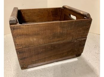 Antique Old Wooden Box With Handles