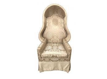 Custom Louis XV  Cream Silk Damask Porters Canopy Chair