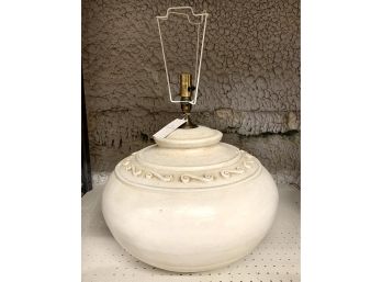 Magnificent Large Off White Ceramic Bulbous Lamp