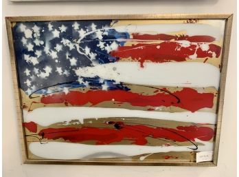 Patriotic USA Flag Original Signed Painting Framed The Perfect Fathers Day Gift